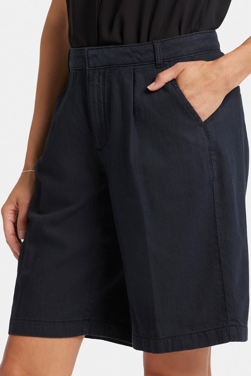 Relaxed Denim Bermuda Shorts With High Rise | Overdye Black | Shorts | NYDJ
