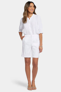 Relaxed Shorts In Stretch Linen | White | Shorts | NYDJ