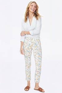 Sheri Slim Ankle Jeans Printed Premium Denim | Zinnia Arrangement Marigold | Non Denim | NYDJ