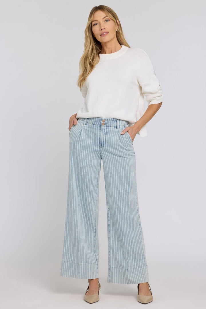 Simone Wide Leg Jeans With High Rise | Azure Stripe | Denim | NYDJ
