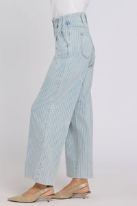 Simone Wide Leg Jeans With High Rise | Azure Stripe | Denim | NYDJ