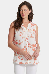 Sleeveless Pintuck Blouse Abstract Floral Print | Aurora | Top | NYDJ