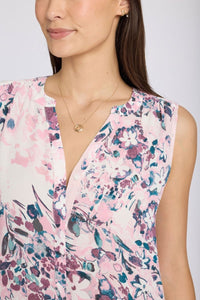 Sleeveless Pintuck Blouse | Floral Dreams | Top | NYDJ