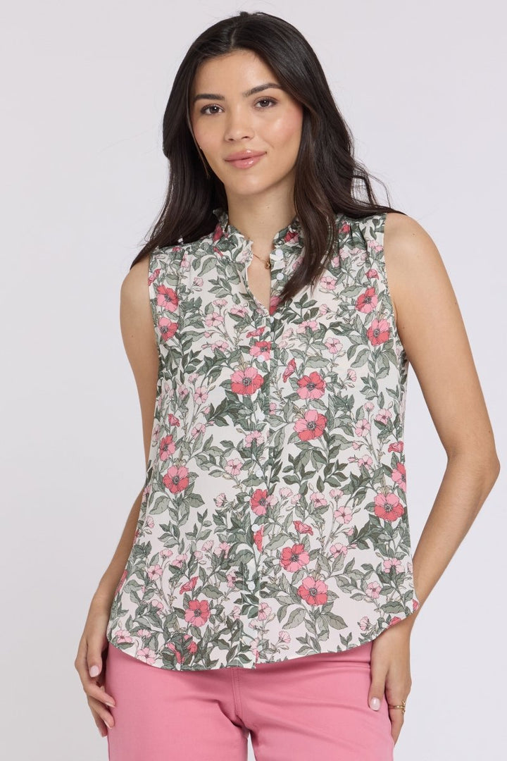 Sleeveless Ruffle Neck Blouse | Primrose Garden | Blouse | NYDJ