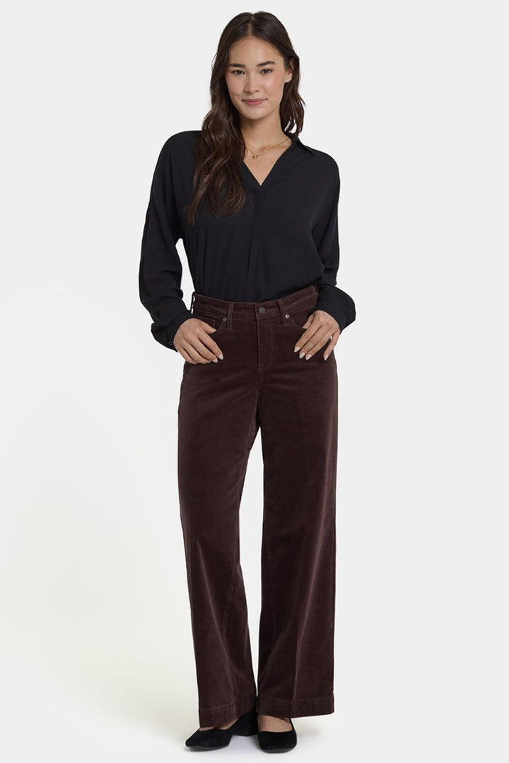 Teresa Wide Leg Corduroy Trouser | Bitter Chocolate | Non Denim | NYDJ