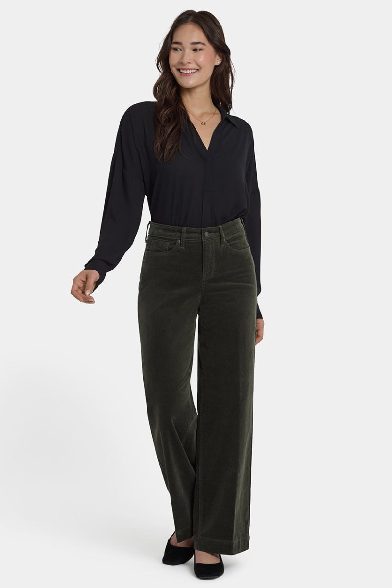 Teresa Wide Leg Corduroy Trouser | Vine Leaf | Non Denim | NYDJ