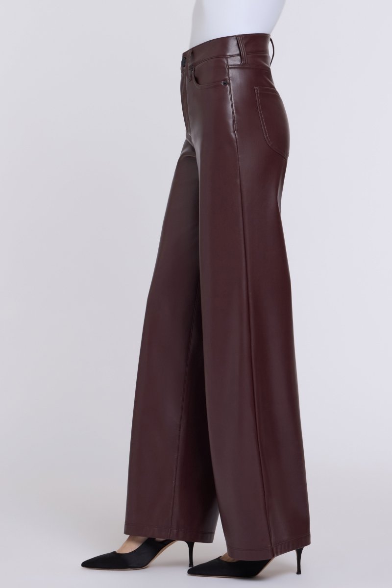 Vegan Stretch Leather Teresa Wide Leg Pants Sculpt-Her™ | Bitter Chocolate - NYDJ
