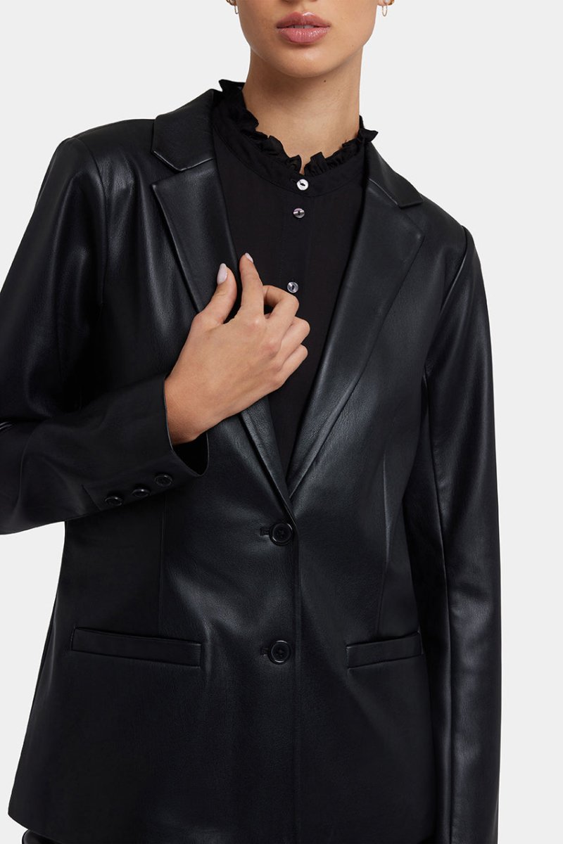 Vegan Stretch Sculpt-Her™ Leather Blazer | Black | Blazer | NYDJ