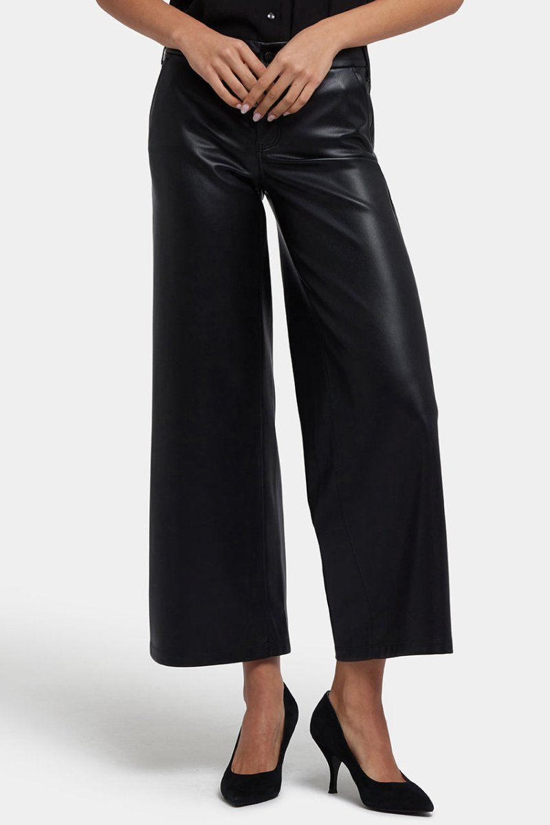 Vegan Stretch Sculpt-Her™ Leather Wide Leg Pants | Black | Trouser | NYDJ