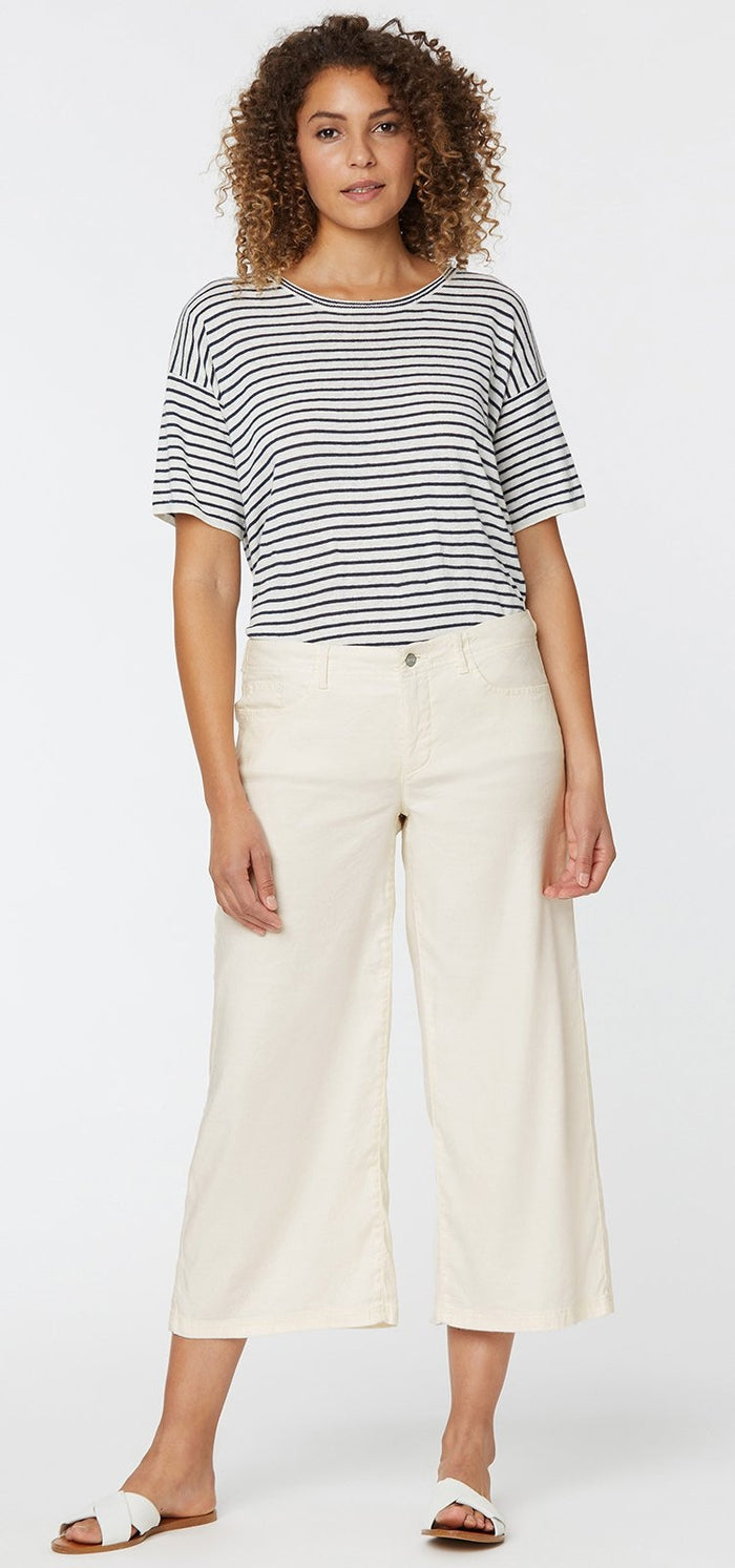 Wide Leg Crop Trouser Off-White Stretch Linen | Vanilla | Pants | NYDJ