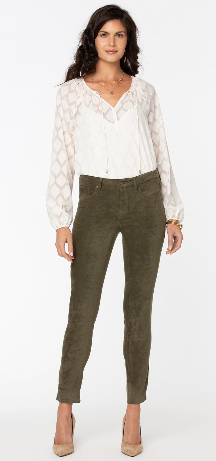 Alina Skinny Green Faux Suede | Martini Olive | Pants | NYDJ